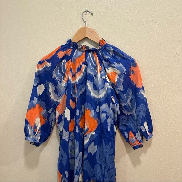 Tuckernuck Banjanan Blue Red Cotton Ikat Long Sleeve Mini Dress XS - Picture 6 of 12